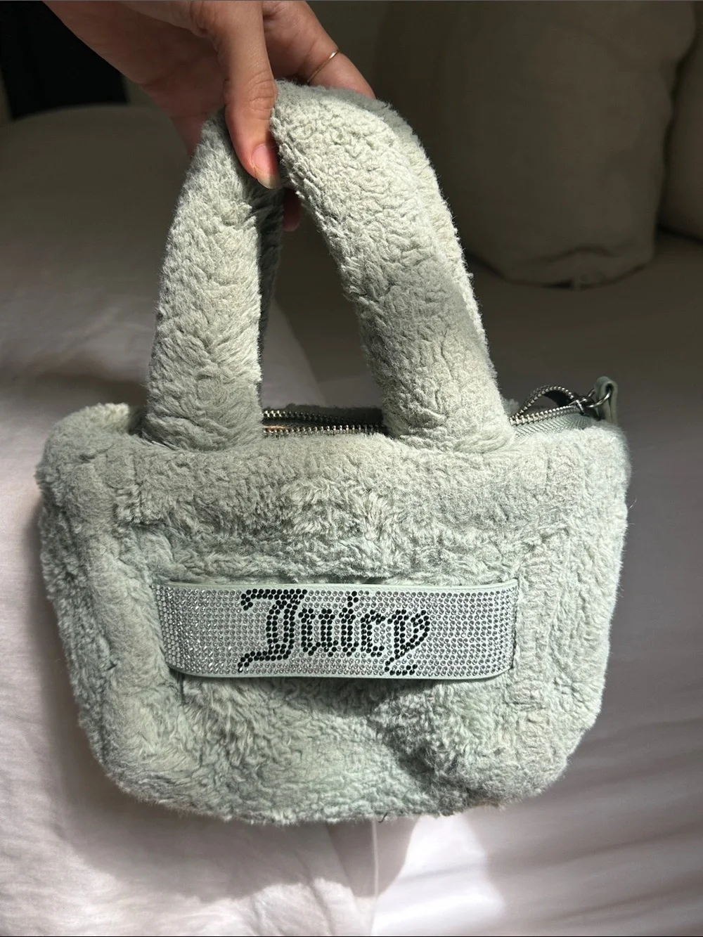 Juicy Couture Plush Tote in Soft Green